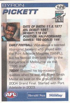 2005 Select Herald Sun AFL #128 Byron Pickett Back